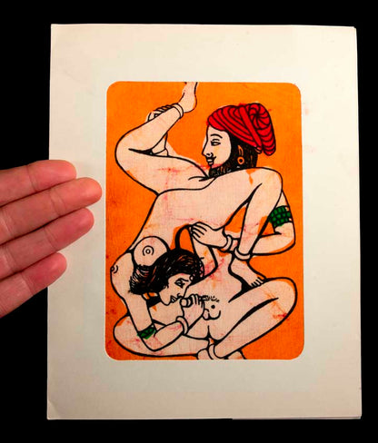 Tenture Kamasutra Batik : Miniature Érotique Indienne
