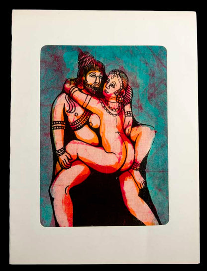 Tenture Kamasutra Batik : Miniature Érotique Indienne