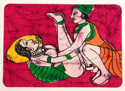 Tenture Kamasutra Batik – Miniature Érotique Indienne