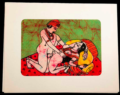 Tenture Kamasutra Batik – Miniature Érotique Indienne