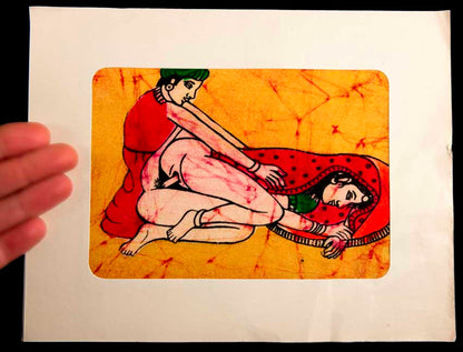 Tenture Kamasutra Batik – Miniature Érotique Indienne