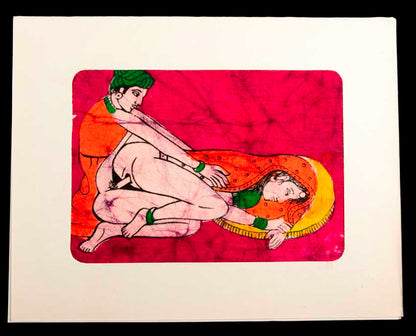 Tenture Kamasutra Batik – Miniature Érotique Indienne