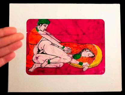 Tenture Kamasutra Batik – Miniature Érotique Indienne