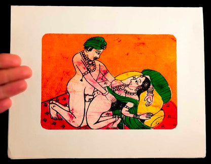 Tenture Kamasutra Batik – Miniature Érotique Indienne