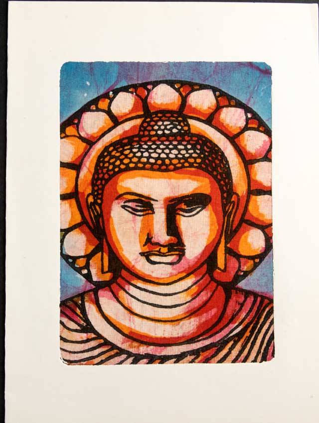 Carte Artisanale Batik Bouddha – Décoration Murale Indienne En Coton