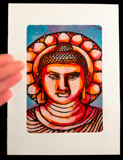 Carte Artisanale Batik Bouddha – Décoration Murale Indienne En Coton