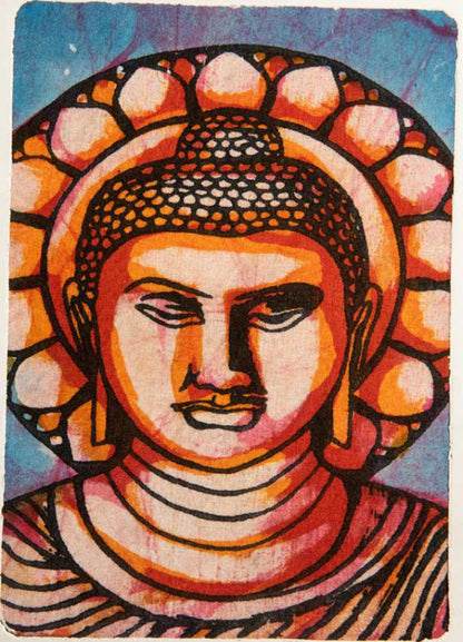 Carte Artisanale Batik Bouddha – Décoration Murale Indienne En Coton