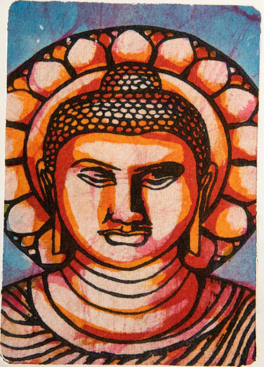 Carte Artisanale Batik Bouddha – Décoration Murale Indienne En Coton