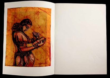 Carte Artisanale Batik Femme Indienne Au Bol Chantant – Décoration Murale Jaune En Coton