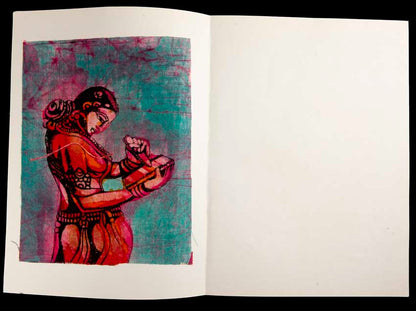 Carte Artisanale Batik Femme Indienne Au Bol Chantant – Décoration Murale En Coton