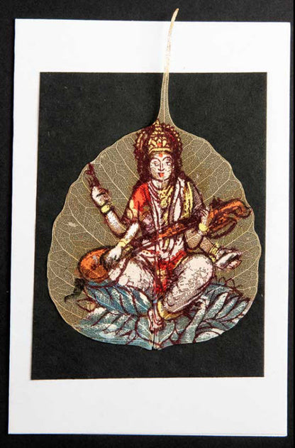Carte Artisanale Peinture Sur Feuille De Pipal – Saraswati
