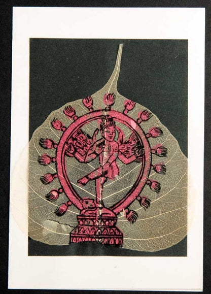 Carte Artisanale Shiva Nataraja – Peinture Sur Feuille De Pipal