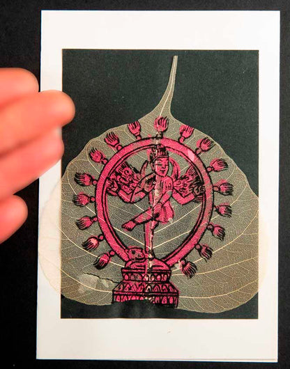 Carte Artisanale Shiva Nataraja – Peinture Sur Feuille De Pipal