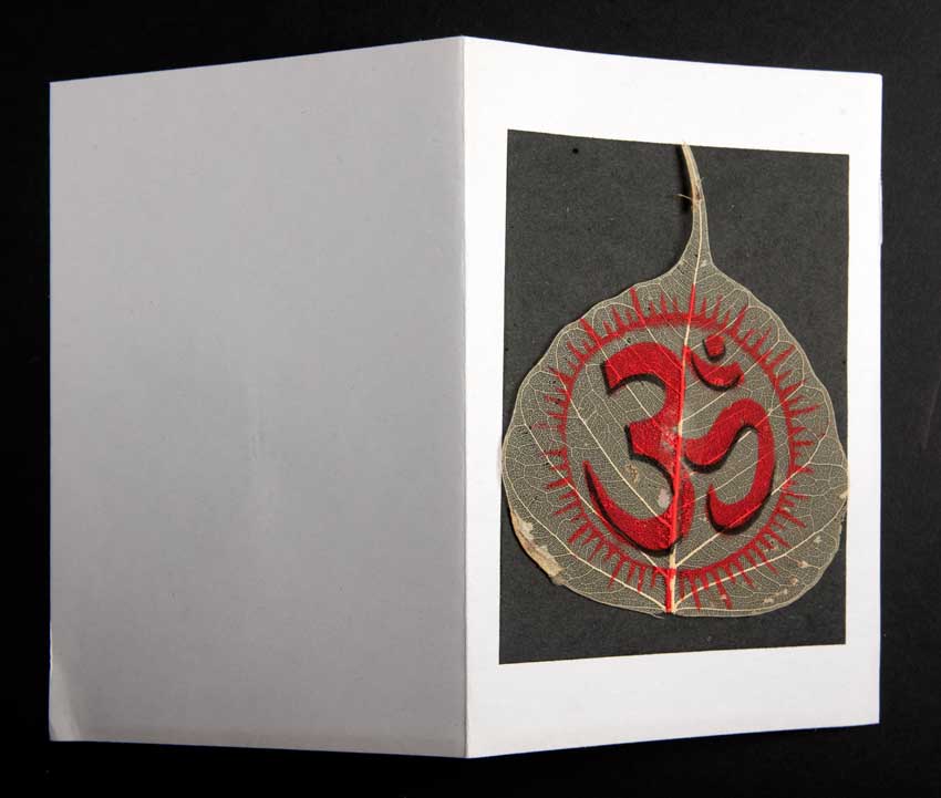 Carte Artisanale Om Hindou – Peinture Sur Feuille De Pipal