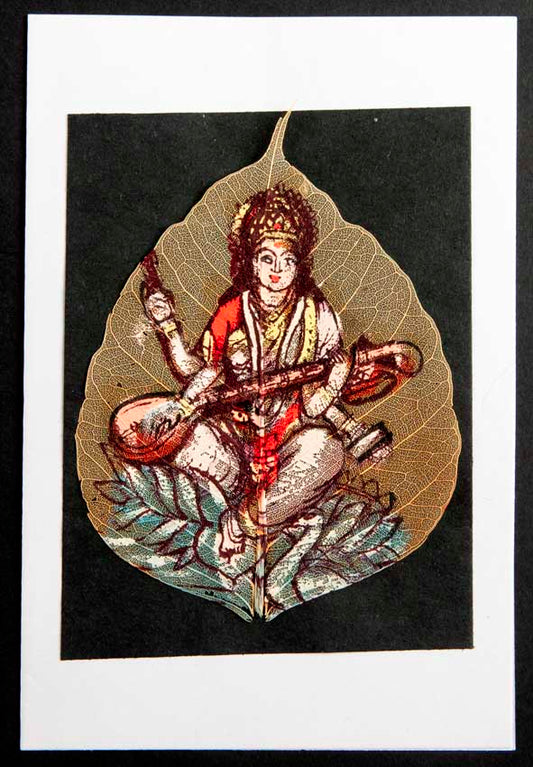 Carte Artisanale Peinture Sur Feuille De Pipal – Saraswati