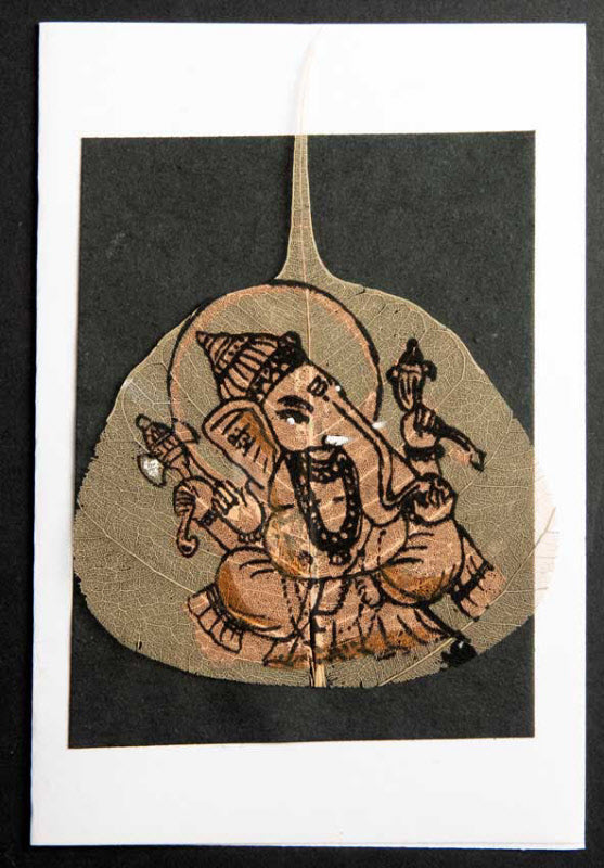 Carte Artisanale Ganesh – Peinture Sur Feuille De Pipal