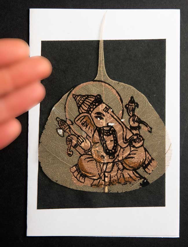 Carte Artisanale Ganesh – Peinture Sur Feuille De Pipal