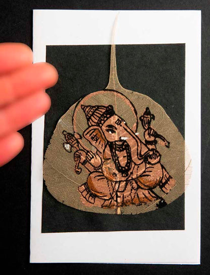 Carte Artisanale Ganesh – Peinture Sur Feuille De Pipal