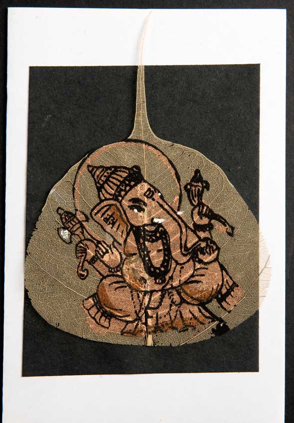 Carte Artisanale Ganesh – Peinture Sur Feuille De Pipal