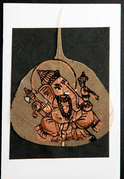Carte Artisanale Ganesh – Peinture Sur Feuille De Pipal