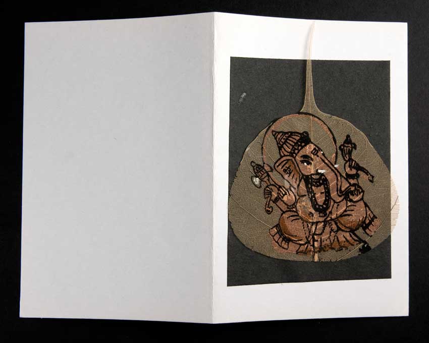 Carte Artisanale Ganesh – Peinture Sur Feuille De Pipal