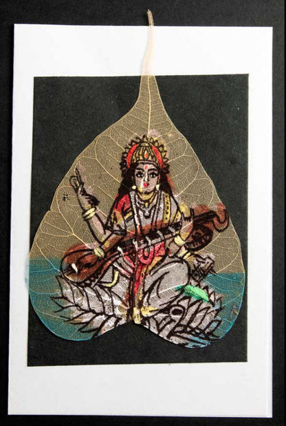 Carte Artisanale Peinture Sur Feuille De Pipal – Saraswati