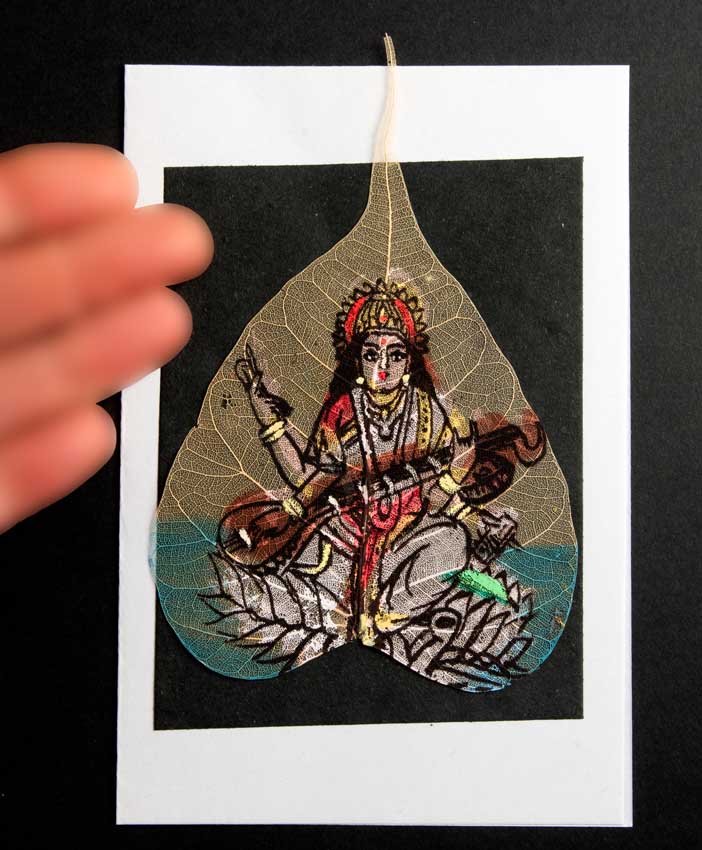 Carte Artisanale Peinture Sur Feuille De Pipal – Saraswati