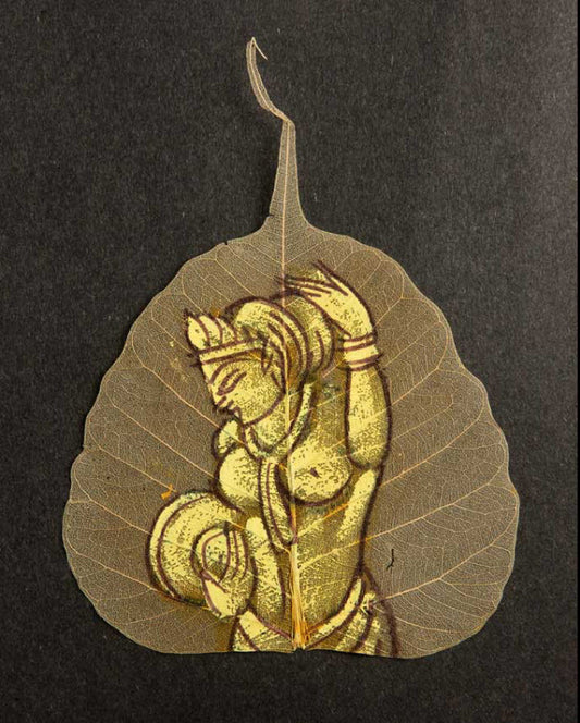 Carte Kamasutra Sur Feuille de Pipal – Peinture Artisanale Indienne