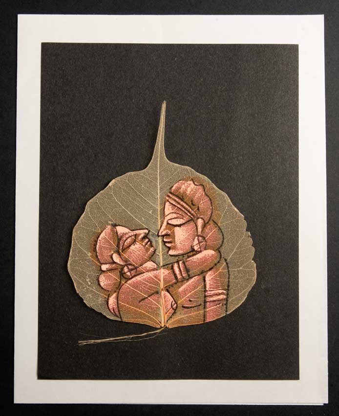Carte Kamasutra Sur Feuille de Pipal – Peinture Artisanale Indienne