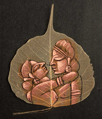 Carte Kamasutra Sur Feuille de Pipal – Peinture Artisanale Indienne