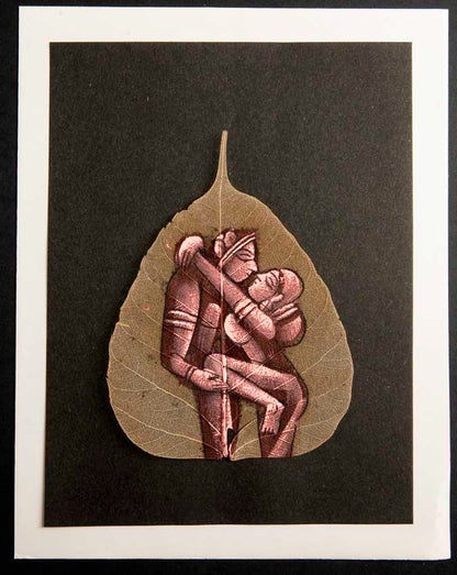Carte Kamasutra Sur Feuille de Pipal – Peinture Artisanale Indienne