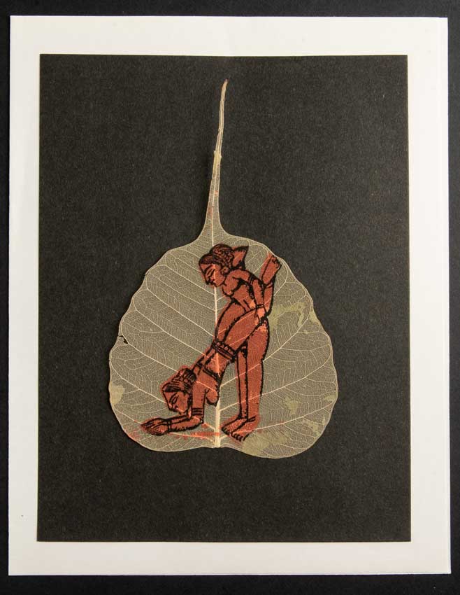 Carte Kamasutra Sur Feuille de Pipal – Peinture Artisanale Indienne