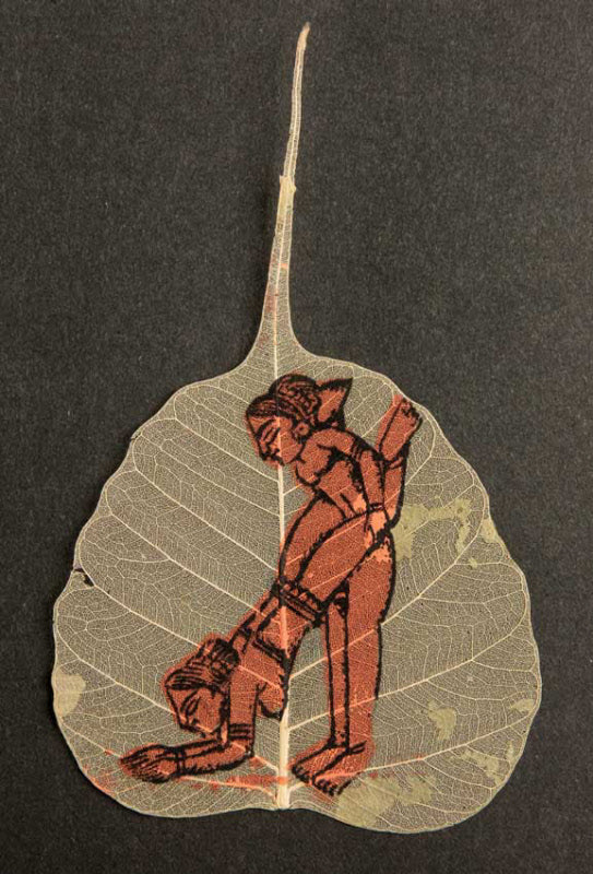 Carte Kamasutra Sur Feuille de Pipal – Peinture Artisanale Indienne