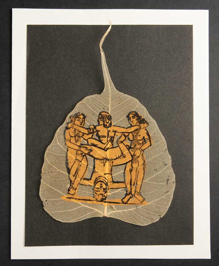 Carte Kamasutra Sur Feuille de Pipal – Peinture Artisanale Indienne