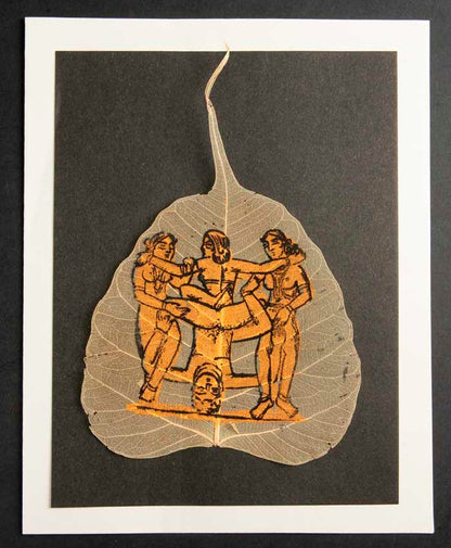 Carte Kamasutra Sur Feuille de Pipal – Peinture Artisanale Indienne
