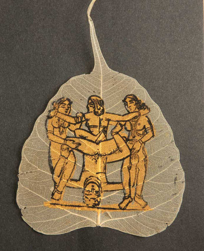 Carte Kamasutra Sur Feuille de Pipal – Peinture Artisanale Indienne