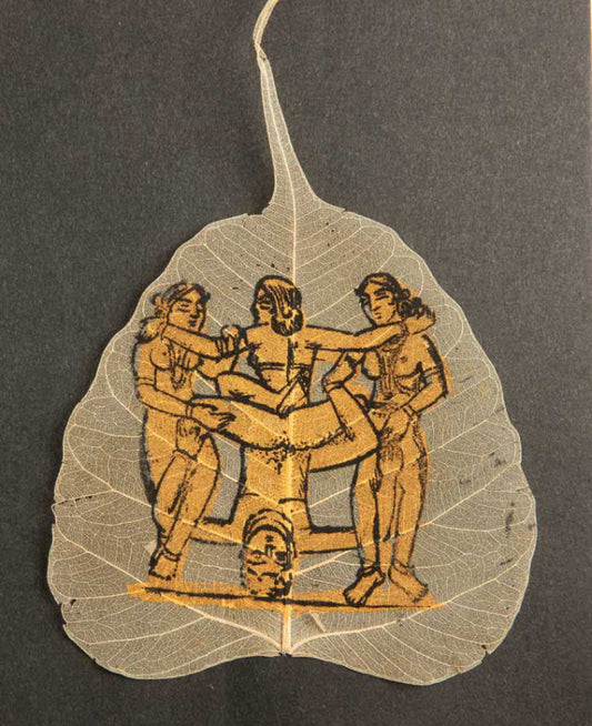 Carte Kamasutra Sur Feuille de Pipal – Peinture Artisanale Indienne