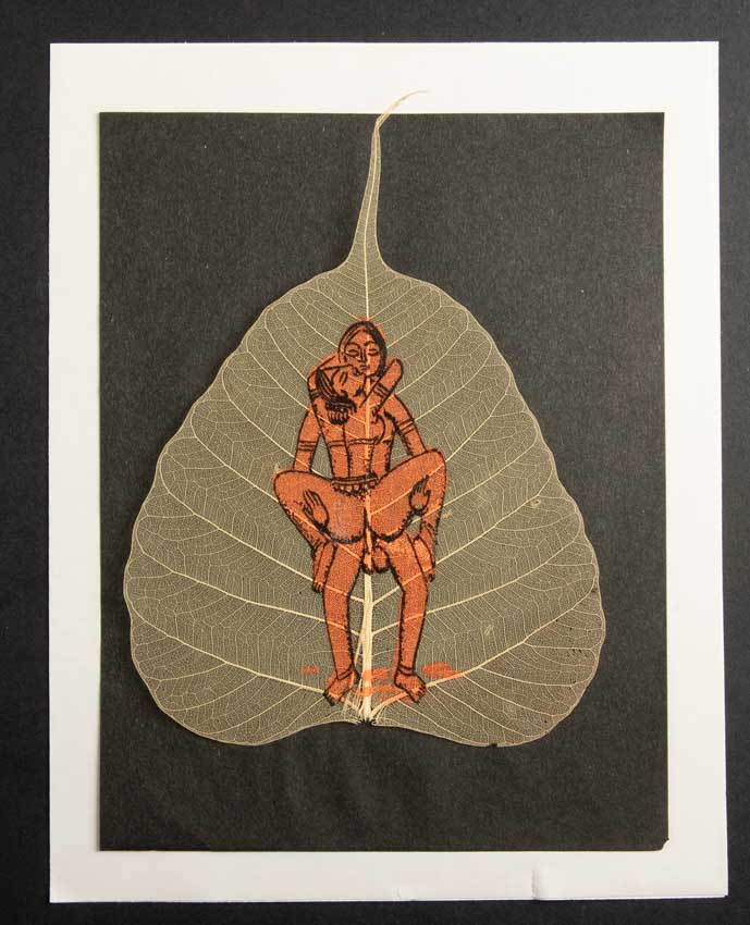 Carte Kamasutra Sur Feuille de Pipal – Peinture Artisanale Indienne