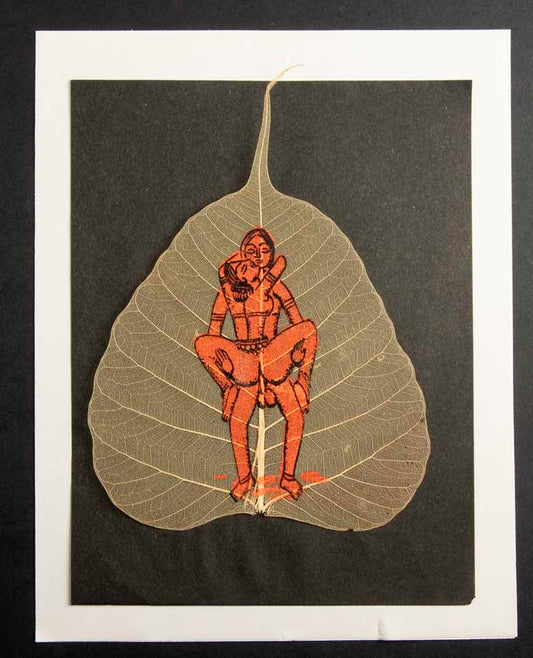 Carte Kamasutra Sur Feuille de Pipal – Peinture Artisanale Indienne