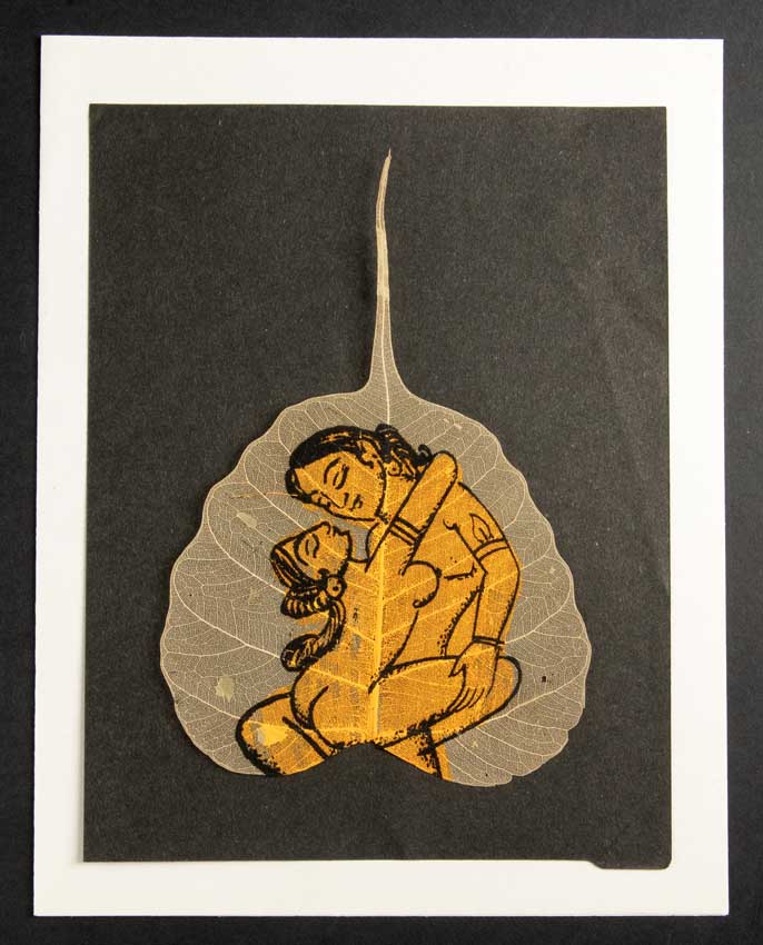 Carte Kamasutra Sur Feuille de Pipal – Peinture Artisanale Indienne
