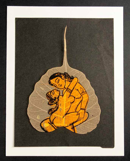 Carte Kamasutra Sur Feuille de Pipal – Peinture Artisanale Indienne