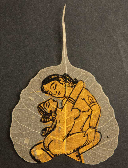 Carte Kamasutra Sur Feuille de Pipal – Peinture Artisanale Indienne
