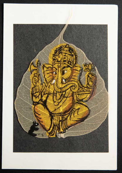 Carte Artisanale Ganesh – Peinture Sur Feuille De Pipal