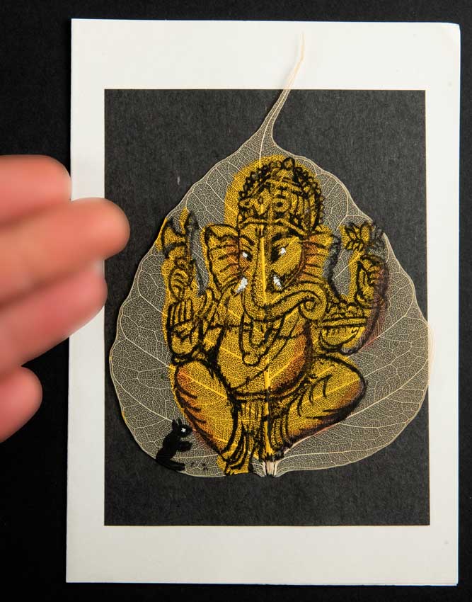 Carte Artisanale Ganesh – Peinture Sur Feuille De Pipal