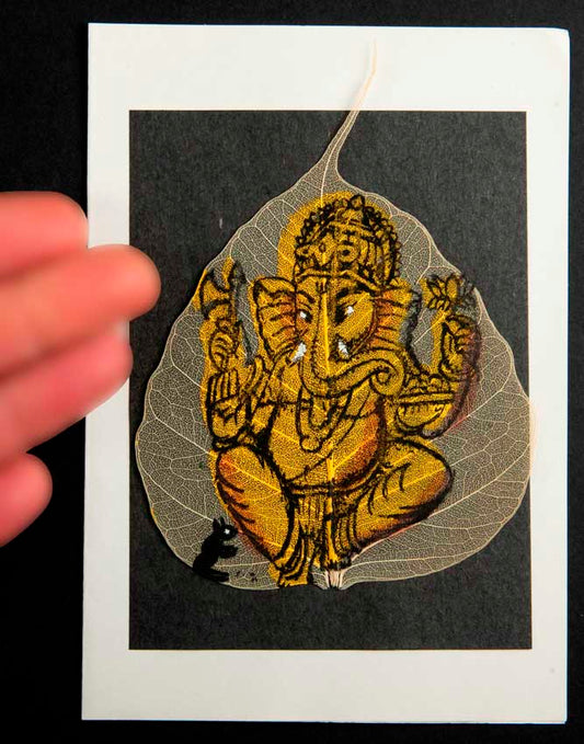Carte Artisanale Ganesh – Peinture Sur Feuille De Pipal