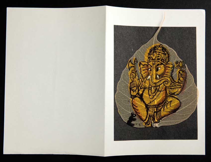 Carte Artisanale Ganesh – Peinture Sur Feuille De Pipal
