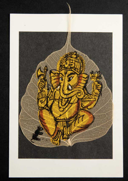 Carte Artisanale Ganesh – Peinture Sur Feuille De Pipal