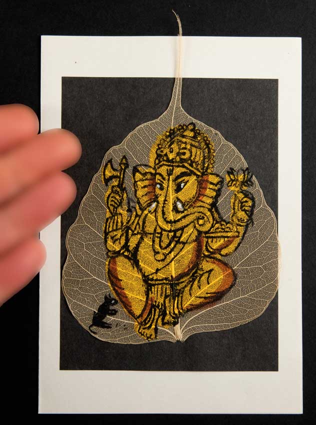 Carte Artisanale Ganesh – Peinture Sur Feuille De Pipal