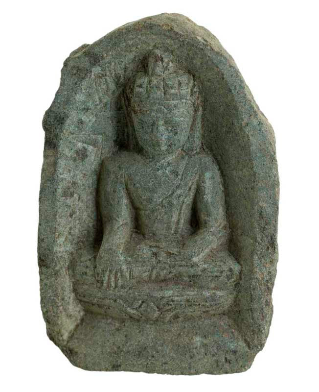 Statuette Bouddha en pierre – Sculpture spirituelle artisanale en saponite du Népal