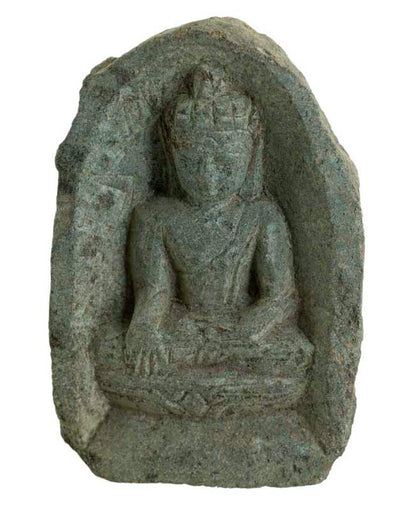 Statuette Bouddha en pierre – Sculpture spirituelle artisanale en saponite du Népal